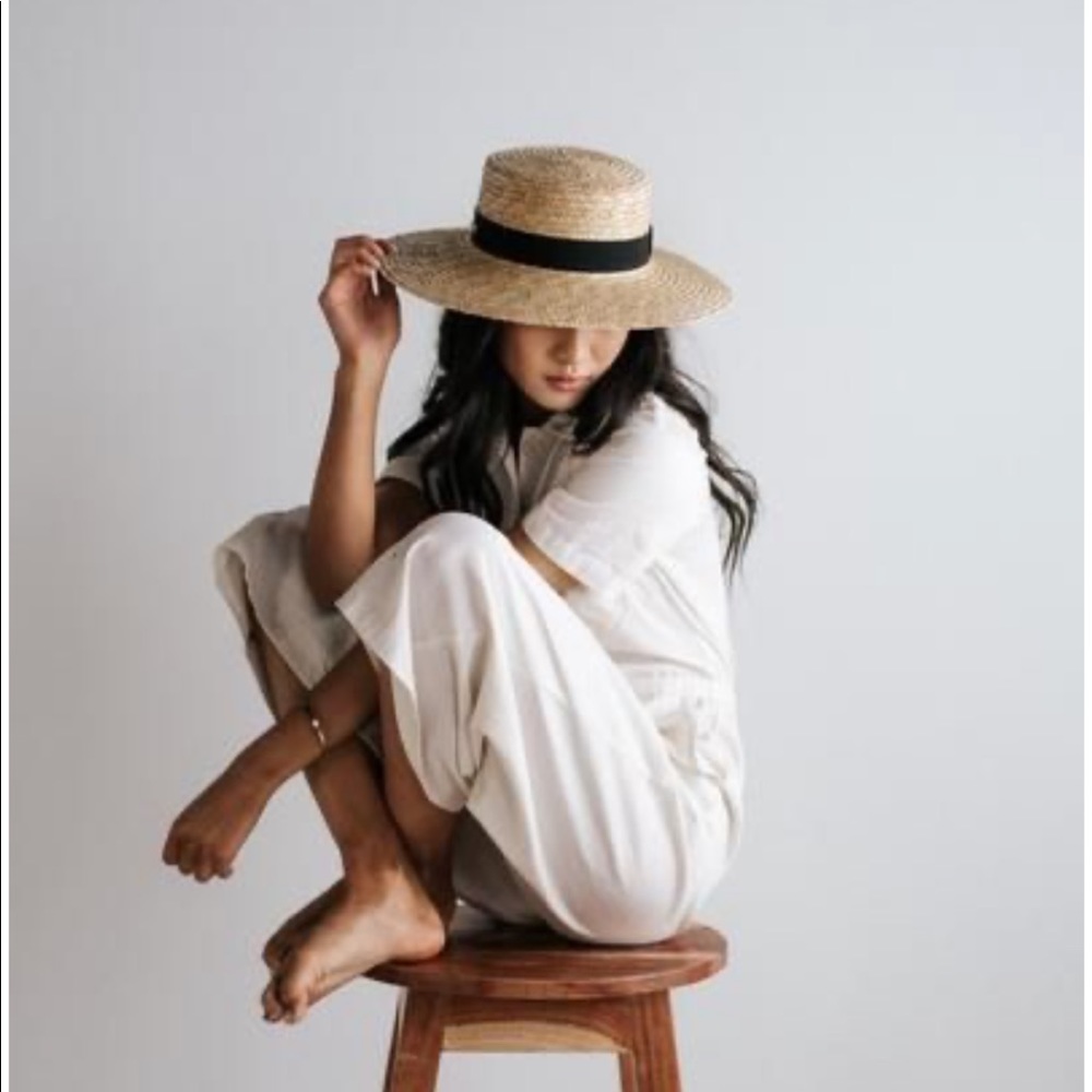 Gigi Pip Faye Medium Natural Straw Boater Hat